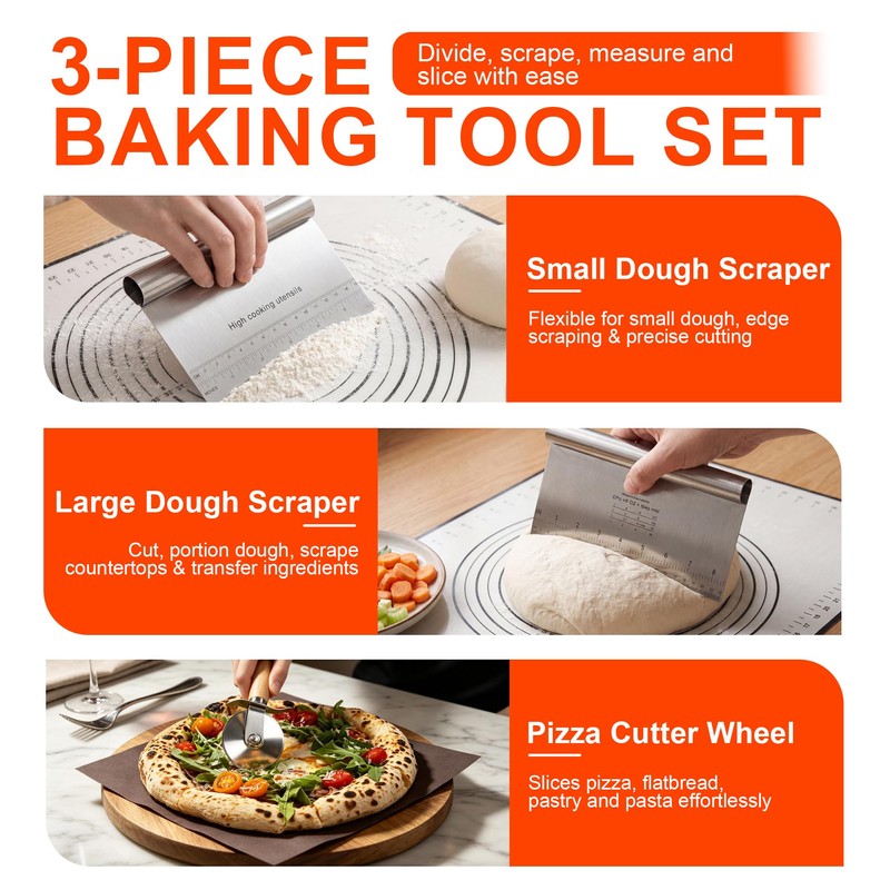 YIBAKE Pizza Accessory Set, 1 Pizza Cutter, 1 Large and
