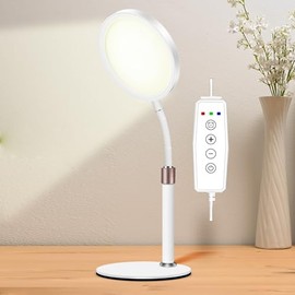 YKoliron Happy Lamp, LED Sunlight Lamp, 10000 Lux Full Spectrum Happy Desklamp with with UV-Free,3 Color Temperature & 9 Brightness Level & Timer for Home, Office, Decoration (White A)