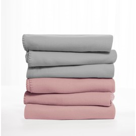 Special SG Glory Fleece Throw Blankets Bulk Fleece Blankets Solid Wholesale Lightweight Warm Soft for Pet Bed Sofa Couch Office Wedding Gifts Travel Seasons Grey and Pink 50x60 Inches Pack of 6