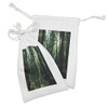 Ambesonne Nature Fabric Pouch Set of 2, Sunset in Woods
