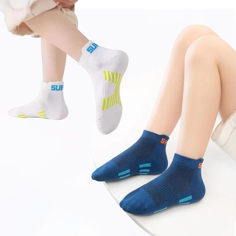 QINTIAN Children's Socks, Boys 5 Pairs Set, Colorful Mesh, Cute,