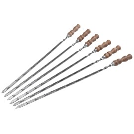 STAMESKY 6 Stainless Steel Skewers 29" Shashlyk Mangal Sturdy Shampur Skewers leathercase
