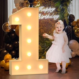 3FT Marquee Numbers 1 for 1st 21st Birthday Decorations, Large Light Up Numbers for Party Decor, Big Numbers for Baby Shower Wedding Anniversary Engagement Party, DIY Pre-cut Foamboad Mosaic Numbers