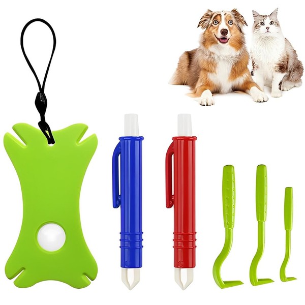 EIROVYA Tick Tweezers 6 in 1, Tick Tweezers for Dogs,