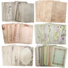 Mililanyo 60 Sheets Lace Edged Scrapbook Stationery Paper Assorted Set - 6 Pack Vintage Paper for Letter Writing Scrapbooking Embellishments Planner Bullet Junk Journal Supplies Collage Background