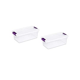 Sterilite 6 Quart ClearView LatchTM with Sweet Plum Handles, Pack Of 2 Containers