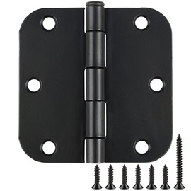108 Pack Black Door Hardware for Doors Hinges for Doors Interior Black Door Hinges 3.5 inch Rounded 5/8" Black Matte Door Hinges Black Hinge Heavy Duty Steel Regular Hinges Home Door Accessories