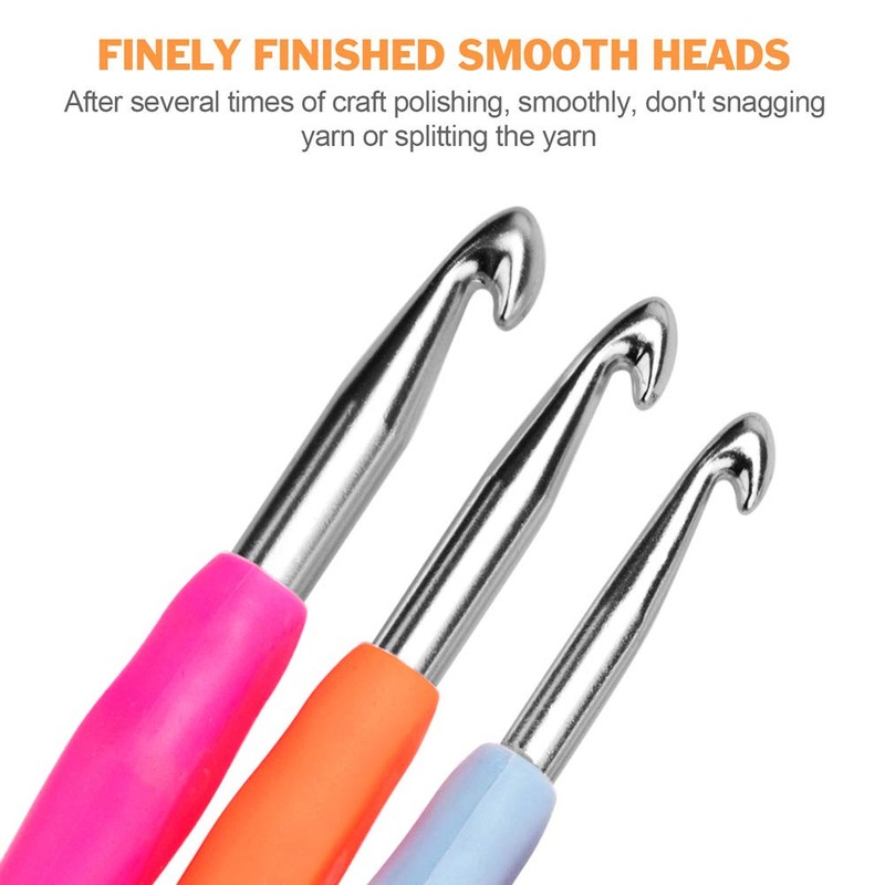BCMRUN Crochet Hooks Set,14 PCS Ergonomic Soft Grip Handles Knitting