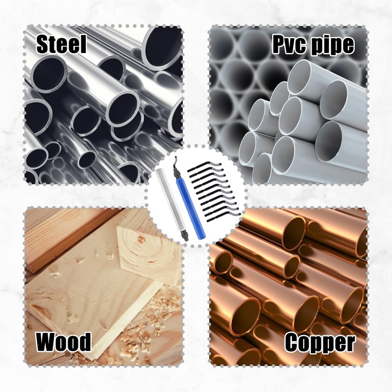 Deburring Tool, Pipe Deburring Tool with 2 handles and 10