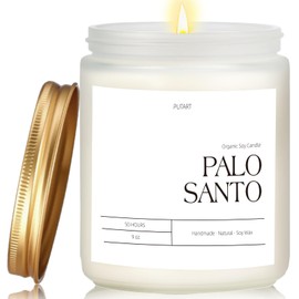 Putart Palo Santo Highly Scented Candle for Home, 9oz Natural Soy Aromatherapy Non Toxic Candles with Essential Oil, Home Fragrance Stress Relief & Meditation Jar Candles Gifts for Women & Men, White