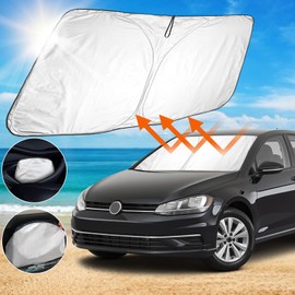 SHAOHAO SHAOHAO Kompatibel mit VW Golf MK7 7.5 / Leon MK3 Cupra 5F 2013-2019 Zubeh?r Sonnenblende Silber beschichtetes Gewebe Faltbare Sonnenblende, UV- und Hitzeschutz Sonnenblende, Windschutzscheibe