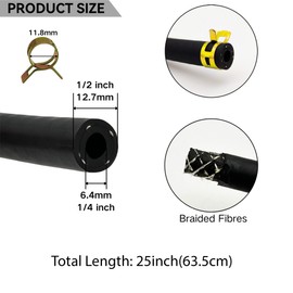 YGQ 5414K 6mm 1/4" Fuel Line Hose + Inline Fuel Filter + Fuel Shut Off Valve Compatible with Briggs 283207 791850 95162S 691035 698183 Lawn Mower Small Engines with 8 Clamps
