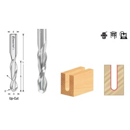 Amana Tool 46512 Solid Carbide Double Flute Up-Cut Ball Nose Spiral 1/16 R x 1/8 D x 1 CH x 1/4 SHK x 2-1/2 Inch Long Router Bit