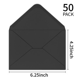50 Pack 4x6 Black Envelopes A4 Envelopes for Invitations, Printable, Self Seal for Weddings, Invitations, Photos, Postcards, Greeting Cards, Mailing