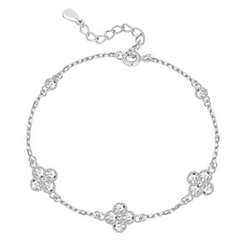YQSENLIN Pulsera para Mujeres, Trébol de Cuatro Hojas, Diamantes de Imitación, Zirconia Cúbica Brillante, Brazaletes Delicados, Apertura Ajustable, Personalidad, Joyería Moda, Regalo Cumpleaños y Aniversario para Mujeres