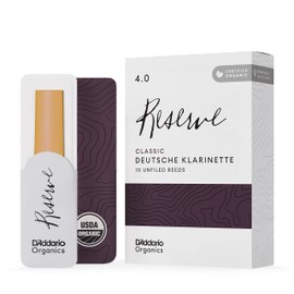 D’Addario Woodwinds - Organic Reserve Classic German Clarinet Reeds - Reeds for Clarinet - Individually Sealed - Unfiled, Strength 4.0, 10-Pack