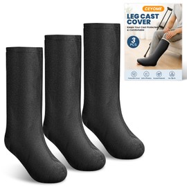 Below-Knee Leg Cast Covers, 3 Pack Protective Sleeves, Black