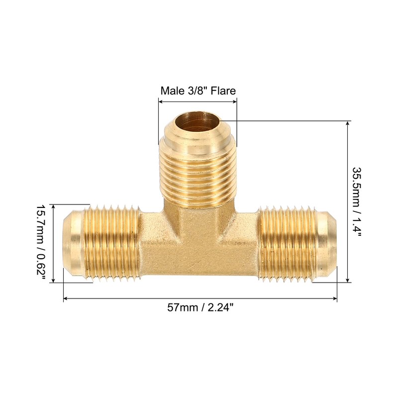 PATIKIL 3/8" x 3/8" x 3/8" Brass Pipe Fitting, 3