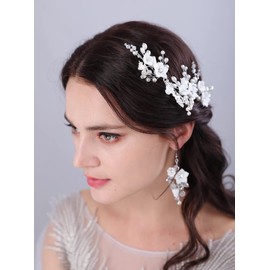 JWICOS Flower Bridal Wedding Hair Pins Pearl Bride Headpiece Hair Accessories for Women and Girls(Pack of 3)