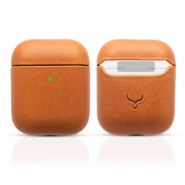CRETANBULL Genuine Leather Airpods Case – Airpod Case 1st Generation & Airpod Case 2nd Generation Compatible with Magsafe & Supports Wireless Charging – Pop Out Your Airpods with Ease (Ochre)