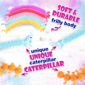 10 Juguetes Sensoriales Coloridos de Fidget de Cuerda Elástica Juguetes de Gusanos de Unicornio y Orugas Juguete para Aliviar Estrés para Alivio de Estrés Niños Adultos, Regalo Calmante y Relajante