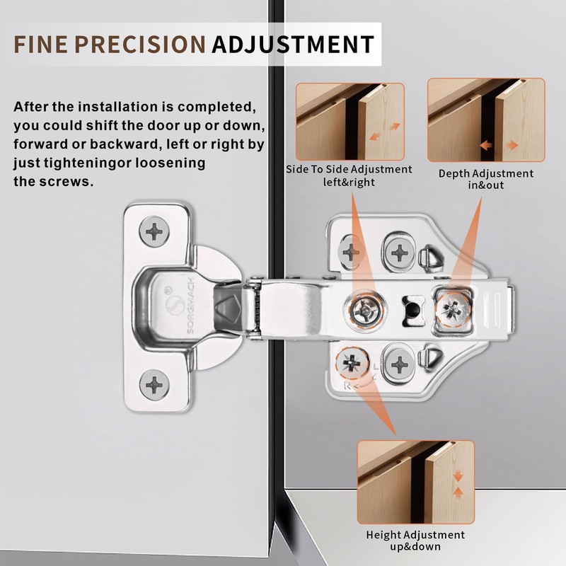 20 Pack Full Overlay Soft Close Cabinet Hinges 105° Frameless