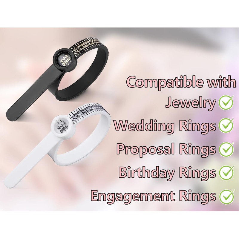 Lhbwhiz Pack of 2 Ring Sizers, Measure Finger Circumference, Reusable