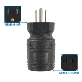 Conntek 30129 15A to 15/20A Plug Adapter ,Black