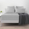Pizuna Cotton Cascade Stripe Grey Printed Fitted Sheets Double Bed