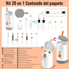 LYBH-HJY 20 En 1 Kit De Limpieza De Electrónica Multifuncional,Limpiador De Teclado/Laptop,Cepillo De Limpieza De Teclado Multifuncional para La Limpieza De Cámaras Digitales,Computadoras (Blanco)