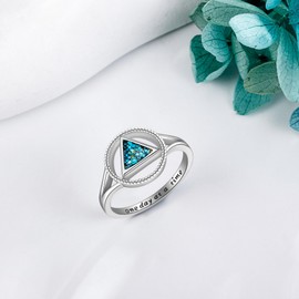 Sobriety Rings 925 Sterling Silver Sobriety Gifts For Women AA Alcoholics Anonymous NA Narcotics Anonymous Ring Karma Ring Gifts Jewelry for Women Men-Size 8