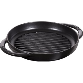 STAUB Round Grille with Handle, Cast Iron, Black, 22 cm