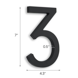 7 Inch Modern House Numbers outside,Street Metal Black Large House Numbers Door Numbers For House Address Numbers For House Numbers For Address On House Floating Flush Mount Zinc Alloy Black Number 3