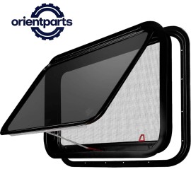 RV Murts 30"x20" RV Camper Exit Window Emergency Push Out Glass w/ Screen Tinted Privacy