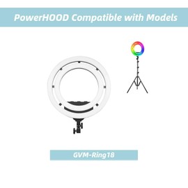 PowerHOOD 15V AC/DC Adapter Compatible with GVM Great Video Maker 18" Ring Light Ring 18 GVM-Ring18 GVMRing18 Bi-Color RGB LED Studio Video Lighting 15Volts 15VDC Battery Charger Power Supply Cord PSU