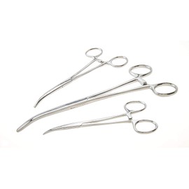 Apical 6-Piece Hemostat Forceps Set - Stainless Steel Straight & Curved Clamps, 6 Piece Multi-Purpose Locking Forceps for Fishing, Crafts, Medical, and Hobby Use (8", 6.25" and 5")