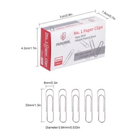 PAPERPAL Paperclips for Office School & Personal Use, #1 Nonskid Paper Clip (1-2/7"), 600 Medium Paper Clips (6 Boxes of 100 Each), Silver