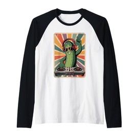 Retro Cucumber DJ Cucumbers Sound Tech Raglan Baseball Tee
