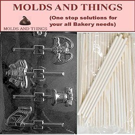 USA Map Lolly Chocolate Candy Mold with Molding Instructions and 50 Lollipop Sticks