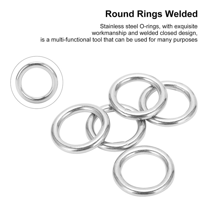 Alomejor 5pcs Round Rings Stainless Steel Smooth Welded O-Ring for