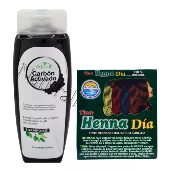 Mundo Natural Henna + Shampoo Carbón Activado Para Efecto Negro