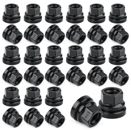 Set of 32 Wheel Lug Nuts Replacement for Ford F250 F350 2003-2023 M14x1.5 Thread Flat Washer Black