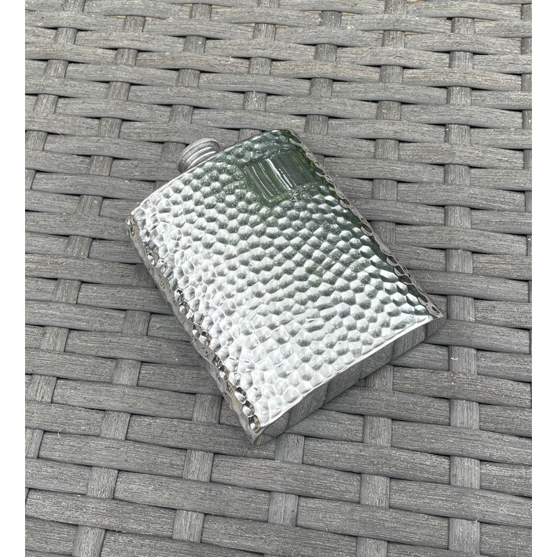 Wentworth Pewter- Hammered Pewter Kidney Flask,Hip Flask, Spirit Flask, 6oz