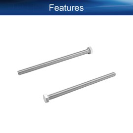 Yinpecly M8 Hex Bolt M8-1.25 x 130mm UNC Hex Head Screw Bolts 304 Stainless Steel Fully Threaded Hex Tap Bolts 5pcs