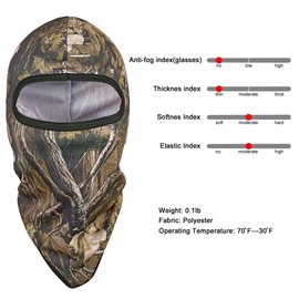 TAGVO Hunting Balaclava Face Mask, Windproof Camouflage Balaclava, Tactical Hood Headwear, Helmet Liner for Adults, Women and Men, Elastic, Universal Size