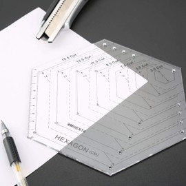 Yetaha Hexagon Ruler, Sewing Patchwork Template Handmade Drawing Tools for DIY Crafting Quilting Art Supplies(15.5Cut Hexagon)