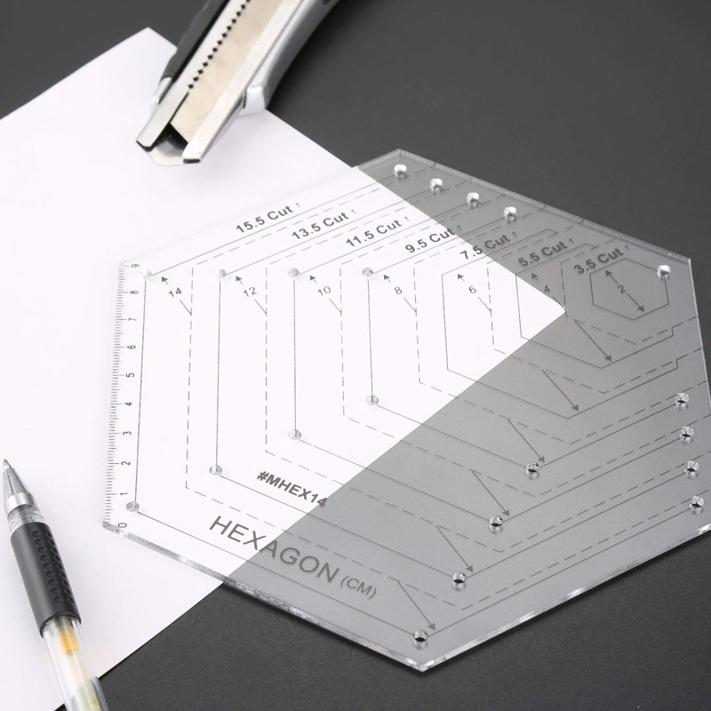 Yetaha Hexagon Ruler, Sewing Patchwork Template Handmade Drawing Tools for