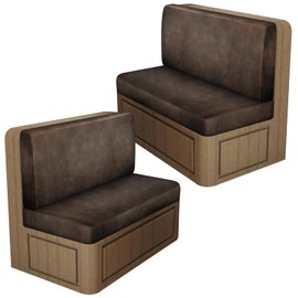 Leather Look RV Dinette Cushion Covers, Stretch Camper Cushion Slipcovers for Travel Trailer Couch RV Booth Seat, Replacement Camper Sofa Chair Protector (2 Backrest Cover & 2 Bench Cover,Brown)