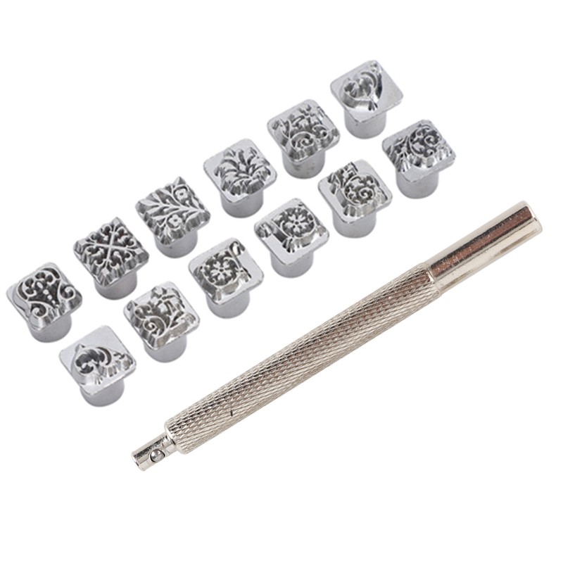 12Pcs Stamping Punch Tool Tang Dynasty Flower Design DIY Vegetable
