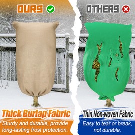 Tree Covers for Winter - Thickened Burlap Plant Covers Freeze Protection with Zipper Drawstring, 23"x40" Frost Cloths Blanket for Outdoor Plants Garden Shrubs Trees Potted Plants, 2 Pcs